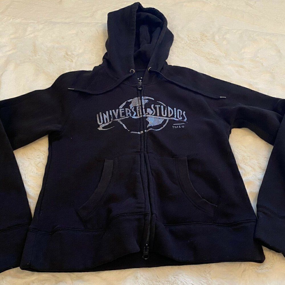 Universal‎ Studios Logo Black Zip Front Hoodie Sz S